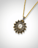 Polki Pendant Set with Pearls – 22K Gold Polish, Pure Silver