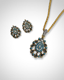 Polki Pendant Set in Feroza – 22K Gold Polished Silver