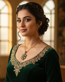 Green Onyx Aura Polki Pendant Set