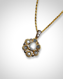 Polki Pendant Set with Pearls – 22K Gold Polished Silver