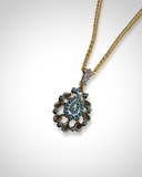 Polki Pendant Set in Feroza – 22K Gold Polished Silver